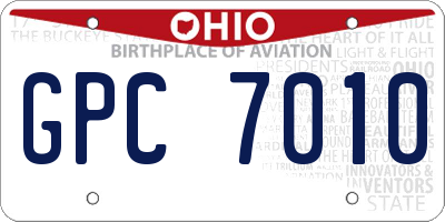OH license plate GPC7010