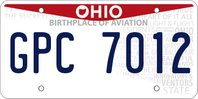 OH license plate GPC7012