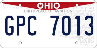 OH license plate GPC7013