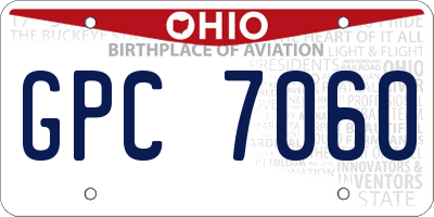 OH license plate GPC7060