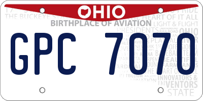 OH license plate GPC7070