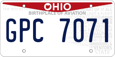 OH license plate GPC7071