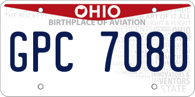 OH license plate GPC7080