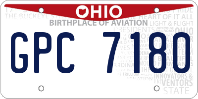 OH license plate GPC7180