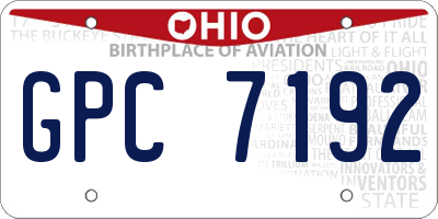 OH license plate GPC7192