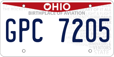 OH license plate GPC7205