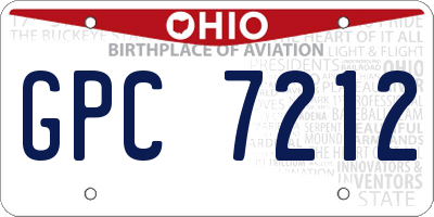 OH license plate GPC7212
