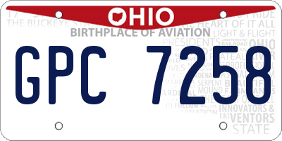 OH license plate GPC7258