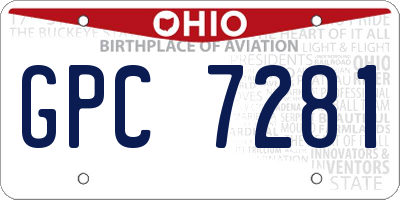 OH license plate GPC7281
