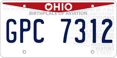 OH license plate GPC7312