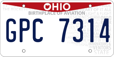 OH license plate GPC7314