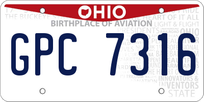 OH license plate GPC7316