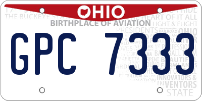 OH license plate GPC7333