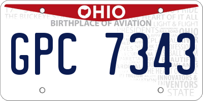 OH license plate GPC7343