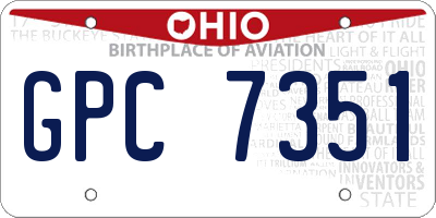 OH license plate GPC7351