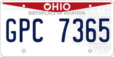 OH license plate GPC7365