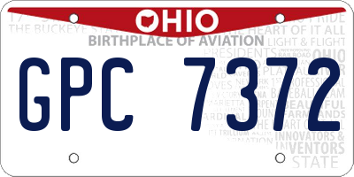 OH license plate GPC7372