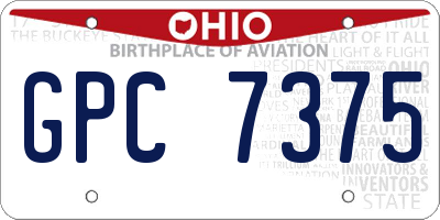 OH license plate GPC7375