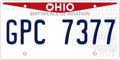 OH license plate GPC7377