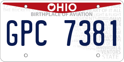 OH license plate GPC7381