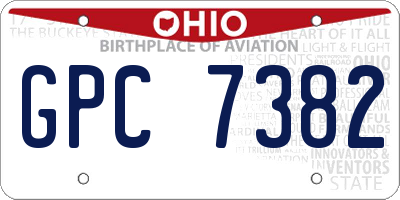 OH license plate GPC7382