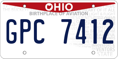 OH license plate GPC7412