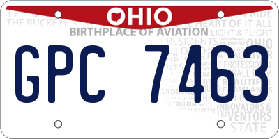 OH license plate GPC7463