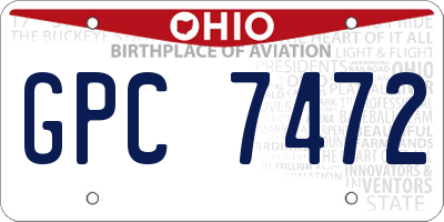 OH license plate GPC7472