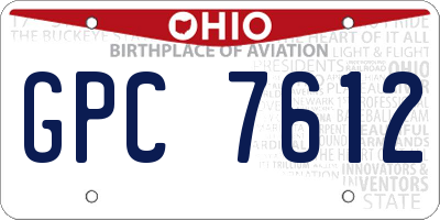 OH license plate GPC7612