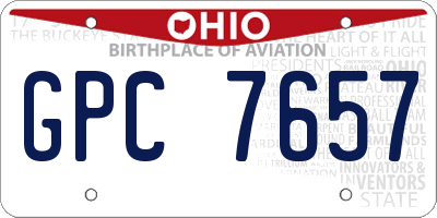 OH license plate GPC7657