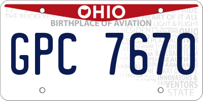 OH license plate GPC7670