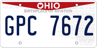 OH license plate GPC7672