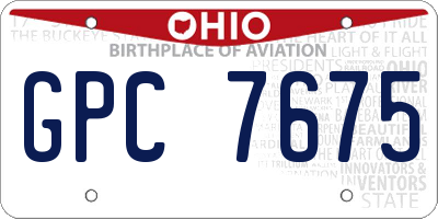 OH license plate GPC7675