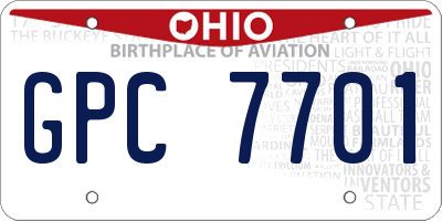 OH license plate GPC7701