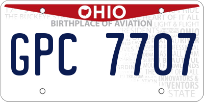 OH license plate GPC7707