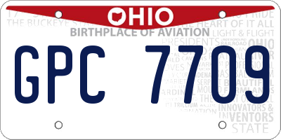 OH license plate GPC7709