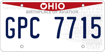 OH license plate GPC7715