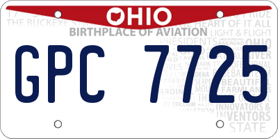 OH license plate GPC7725