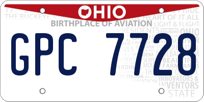 OH license plate GPC7728