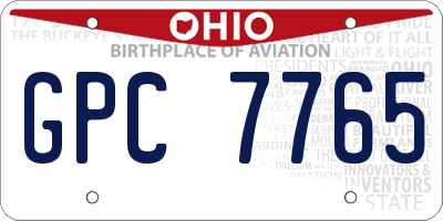 OH license plate GPC7765