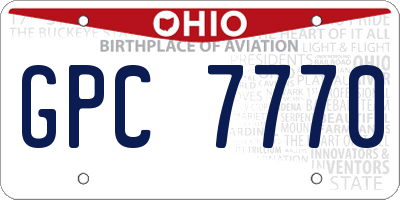 OH license plate GPC7770