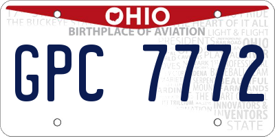 OH license plate GPC7772