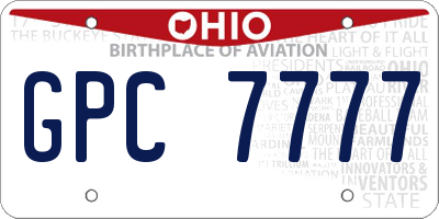 OH license plate GPC7777