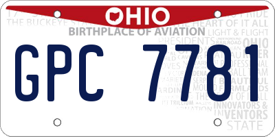 OH license plate GPC7781