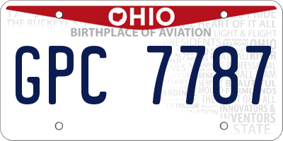 OH license plate GPC7787