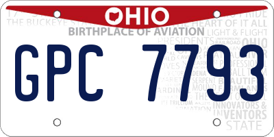 OH license plate GPC7793
