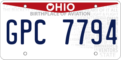 OH license plate GPC7794