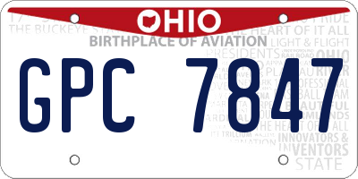 OH license plate GPC7847