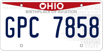 OH license plate GPC7858