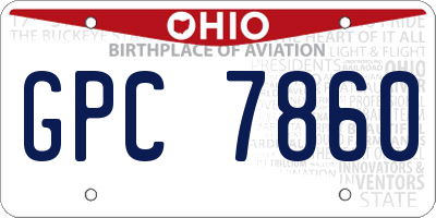 OH license plate GPC7860